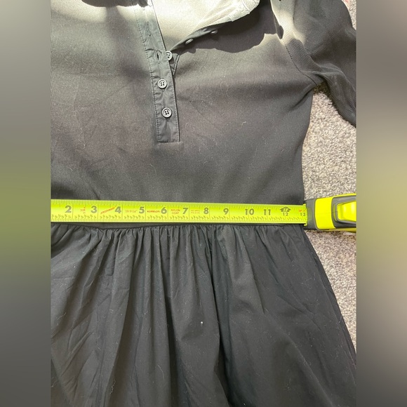 EM+ME Mixed Media Jersey Poplin Shirt Collar Maxi Dress in Black Sz US 6 - Picture 14 of 16